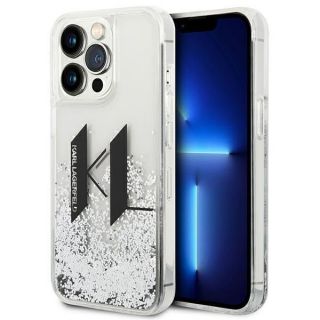 - Karl Lagerfeld Karl Lagerfeld KLHCP14LLBKLCS iPhone 14 Pro 6,1'' srebrny / silver hardcase Liquid Glitter Big KL sudrabs