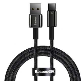 Baseus Baseus Baseus Tungsten Gold cable USB-A - USB-C 480Mb / s 100W 1m black  CAWJ000001 zelts melns