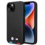 BMW Case BMHMP14M22PTDK iPhone 14 Plus 6.7 "black  /  black Leather Stamp Tricolor Magsafe