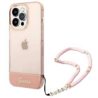 GUESS GUHCP14LHGCOHP iPhone 14 Pro 6.1" pink / pink hardcase Translucent Pearl Strap rozā