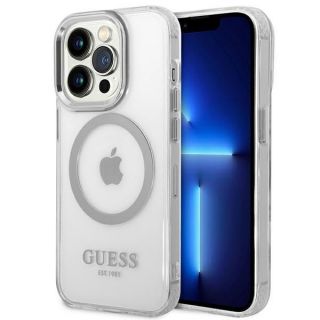 GUESS GUHMP14LHTRMS iPhone 14 Pro 6.1" silver / silver hard case Metal Outline Magsafe sudrabs