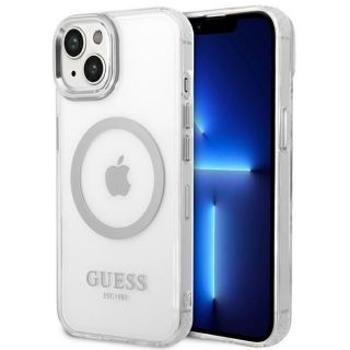 GUESS GUHMP14MHTRMS iPhone 14 Plus 6.7" silver / silver hard case Metal Outline Magsafe sudrabs