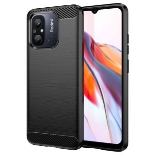 - Hurtel Carbon Case for Xiaomi Redmi 11A  /  Poco C55  /  Redmi 12C Flexible Silicone Carbon Cover Black