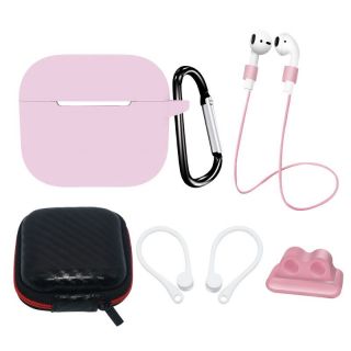 - Hurtel AirPods 3 Silicone Case Set + Case / Ear Hook / Neck Strap / Watch Strap Holder / Carabiner Clasp pink rozā