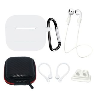 - Hurtel AirPods 3 Silicone Case Set + Case / Ear Hook / Neck Strap / Watch Strap Holder / Carabiner Clasp White