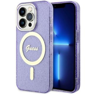 GUESS GUHMP14LHCMCGU iPhone 14 Pro 6.1'' purple / purple hardcase Glitter Gold MagSafe purpurs zelts