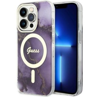 GUESS GUHMP14LHTMRSU iPhone 14 Pro 6.1'' purple / purple hardcase Golden Marble MagSafe purpurs