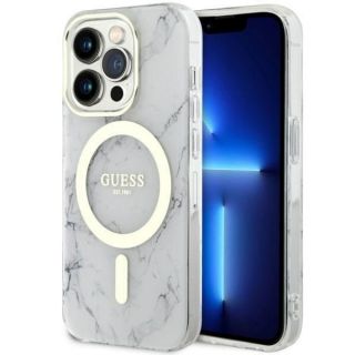 GUESS GUHMP14LPCUMAH iPhone 14 Pro 6.1'' white / white hardcase Marble MagSafe balts