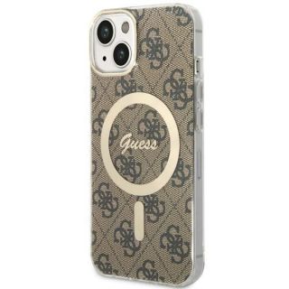 GUESS Guess Guess 4G MagSafe case for iPhone 14 - brown brūns