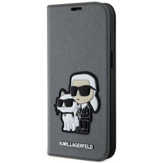 - Karl Lagerfeld Karl Lagerfeld KLBKP14SSANKCPG iPhone 14 6.1" bookcase silver / silver Saffiano Karl & Choupette sudrabs
