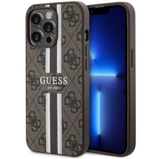 GUESS GUHMP13LP4RPSW iPhone 13 Pro  /  13 6.1" brown / brown hardcase 4G Printed Stripes MagSafe brūns
