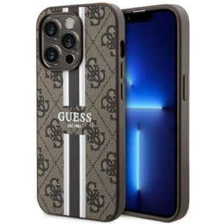 GUESS GUHMP14LP4RPSW iPhone 14 Pro 6.1'' brown / brown hardcase 4G Printed Stripes MagSafe brūns