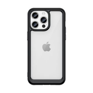 - Hurtel iPhone 15 Pro Outer Space reinforced case with a flexible frame black melns