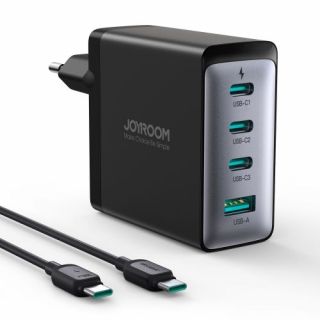 - Joyroom Joyroom JR-TCG04EU 100W GaN charger 3x USB-C USB-A + USB-C  /  USB-C cable 100W black melns