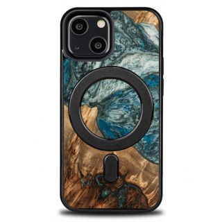 - Bewood Wood and Resin Case for iPhone 13 MagSafe Bewood Unique Planet Earth Blue-Green