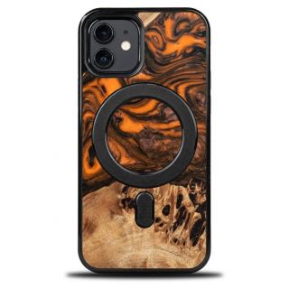 - Wood and Resin Case for iPhone 12/12 Pro MagSafe Bewood Unique Orange - Orange Black 