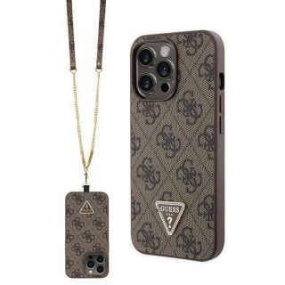 GUESS Guess Guess GUHCP13LP4TDSCPW Case for iPhone 13 Pro  /  13 - Brown Crossbody 4G Metal Logo brūns