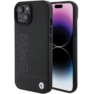BMW BMW BMW MagSafe Leather Hot Stamp case for iPhone 15 Plus - black