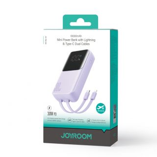 - Joyroom Joyroom JR-PBC06 power bank with built-in USB-C  /  Lightning cables 30W 10000mAh purple