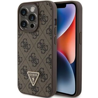 GUESS Guess Guess Leather 4G Triangle Strass case for iPhone 15 Pro Max - brown brūns