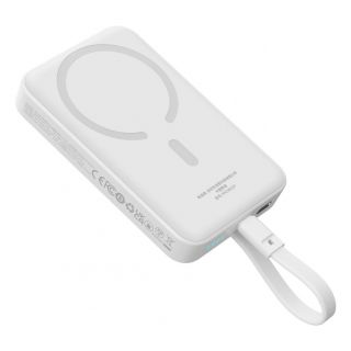 Baseus Baseus Baseus Magnetic Mini MagSafe 10000mAh 30W powerbank with built-in Lightning cable - white + Baseus Simple Series USB-C - USB-C 60W 0.3m cable balts