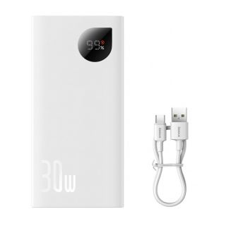 Baseus Baseus Baseus Adaman2 power bank with digital display 2x USB-A  /  1x USB-C 10000mAh 30W - white balts
