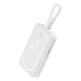 Baseus Baseus Baseus Magnetic Mini MagSafe 10000mAh 20W powerbank with built-in Lightning cable - white + Baseus Simple Series USB-C - USB-C 60W 0.3m cable balts