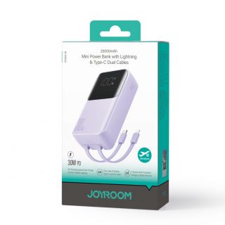 - Joyroom Joyroom JR-PBC07 20000mAh 30W power bank with USB-C and Lightning cables purple purpurs