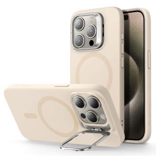 - ESR ESR Cloud Kickstand Halolock case with MagSafe for iPhone 15 Pro beige bēžs
