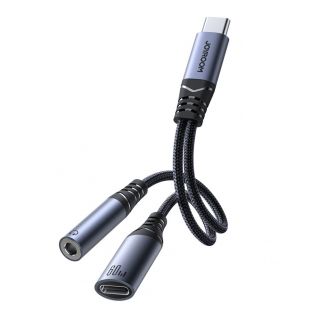 - Joyroom Joyroom SY-C02 2in1 DAC adapter USB-C to USB-C  /  3.5 mm jack black melns