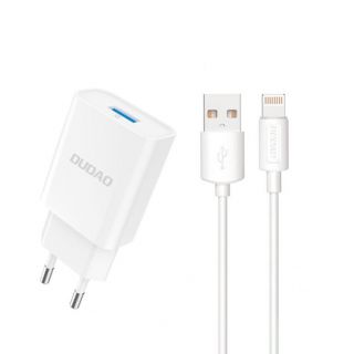 - Dudao Dudao A4EU USB-A 2.1A wall charger white + USB-A Lightning cable balts
