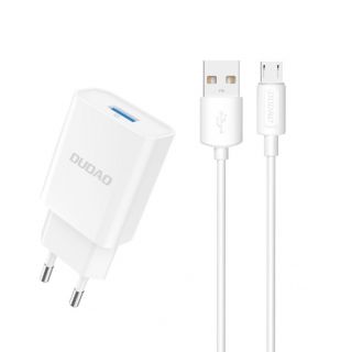 - Dudao Dudao A4EU USB-A 2.1A wall charger white + USB-A micro USB cable balts