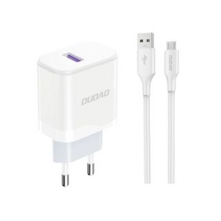 - Dudao Dudao A20EU USB-A 18W wall charger white + USB-A micro USB cable balts