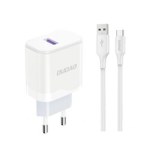 - Dudao Dudao A20EU USB-A 18W wall charger white + USB-A USB-C cable balts