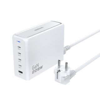 - Dudao Dudao A228EU GaN charger 1x USB-A 4x USB-C PD 228W white balts