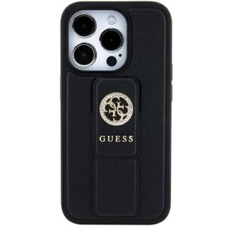 GUESS Guess Guess Grip Stand 4G Saffiano Strass case for iPhone 15 - black melns