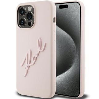 - Karl Karl Silicone Karl Script case for iPhone 15 Pro Max pink rozā