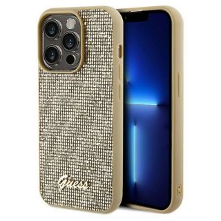 GUESS Guess Guess Disco Metal Script case for iPhone 14 Pro - gold zelts