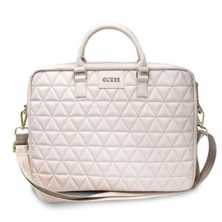 GUESS Guess Guess Quilted bag for a 16" laptop - pink rozā