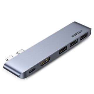 - Ugreen HUB Ugreen 60559 2x USB-C  /  USB-C PD  Thunderbolt 3, 100W, 4K 60 Hz, 10 Gbps   /  HDMI 4K 30 Hz  /  3x USB 3.0 for MacBook Pro  /  Air Gray