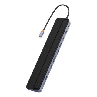Baseus EliteJoy Gen2 universal USB HUB 12in1 with USB-C cable 25cm notebook stand USB-A  /  USB-C  /  DP  /  HDMI  /  SD  /  TF  /  RJ45  /  3.5mm jack  /  PD 100W gray  WKSX030213 pelēks