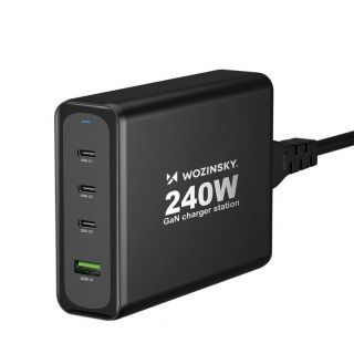 - Wozinsky Wozinsky WGCSB 240W GaN wall charger USB-A  /  3 x USB-C black