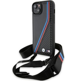 BMW BMW BMW M Edition Carbon Tricolor Lines & Strap case for iPhone 15  /  14  /  13 - black
