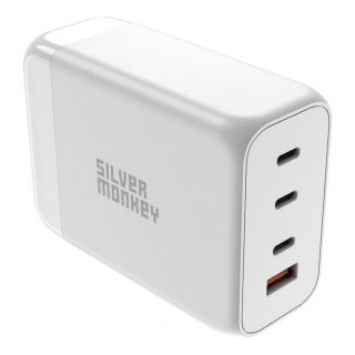 - Silver Monkey Silver Monkey SMA156 200W GaN charger 3x USB-C PD USB-A QC 3.0 with detachable power cable white sudrabs balts
