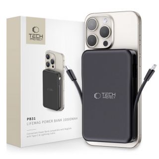 - Tech-Protect Tech-Protect LifeMag PB31 Power Bank with MagSafe 10000mAh 15W USB-C  /  USB-A  /  Built-in USB-C  /  Lightning Cables Black