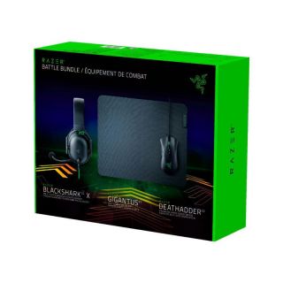 - Razer Razer Battle Bundle   DeathAdder V2 Black Mouse + Mouse Pad Gigantus V2 M + Headsets BlackShark V2 X melns