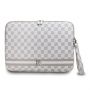 DKNY PU Leather Checkered Pattern and Stripe Laptop Sleeve 15 / 16'' Beige