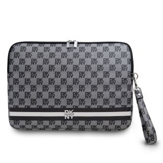 DKNY PU Leather Checkered Pattern and Stripe Laptop Sleeve 13 / 14'' Black