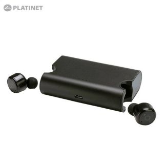 Platinet PM1080B Sport Stereo Bluetooth 4.2 Airpods tipa Austiņas Ar HD Mik  /  HSP  /  HFP  /  A2DP  /  AVRCP Melnas + Uzlādes Futlāris