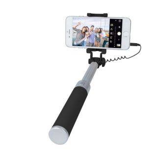 Forever JMP-200 Mini Selfie Stick ar Pogu Statīvā un 3.5mm Audio vadu Melns